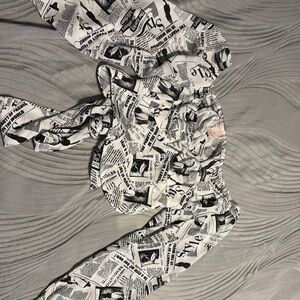 Stylish Black and White Newspaper Print Kids Top